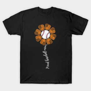 Cute Proud Mom Baseball Flower Mothers Day T-Shirt